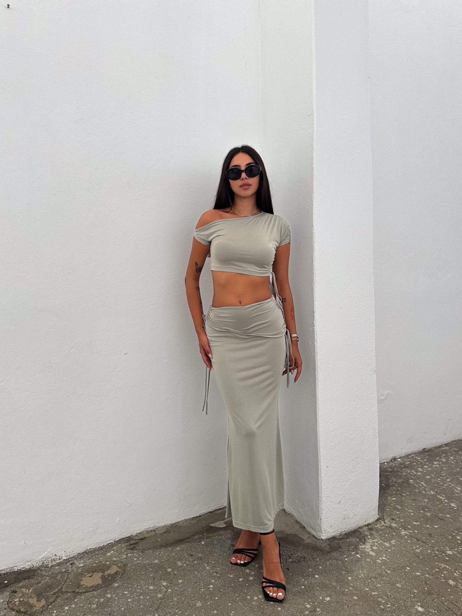 Malibu Maxi Skirt Set Sage - My Store